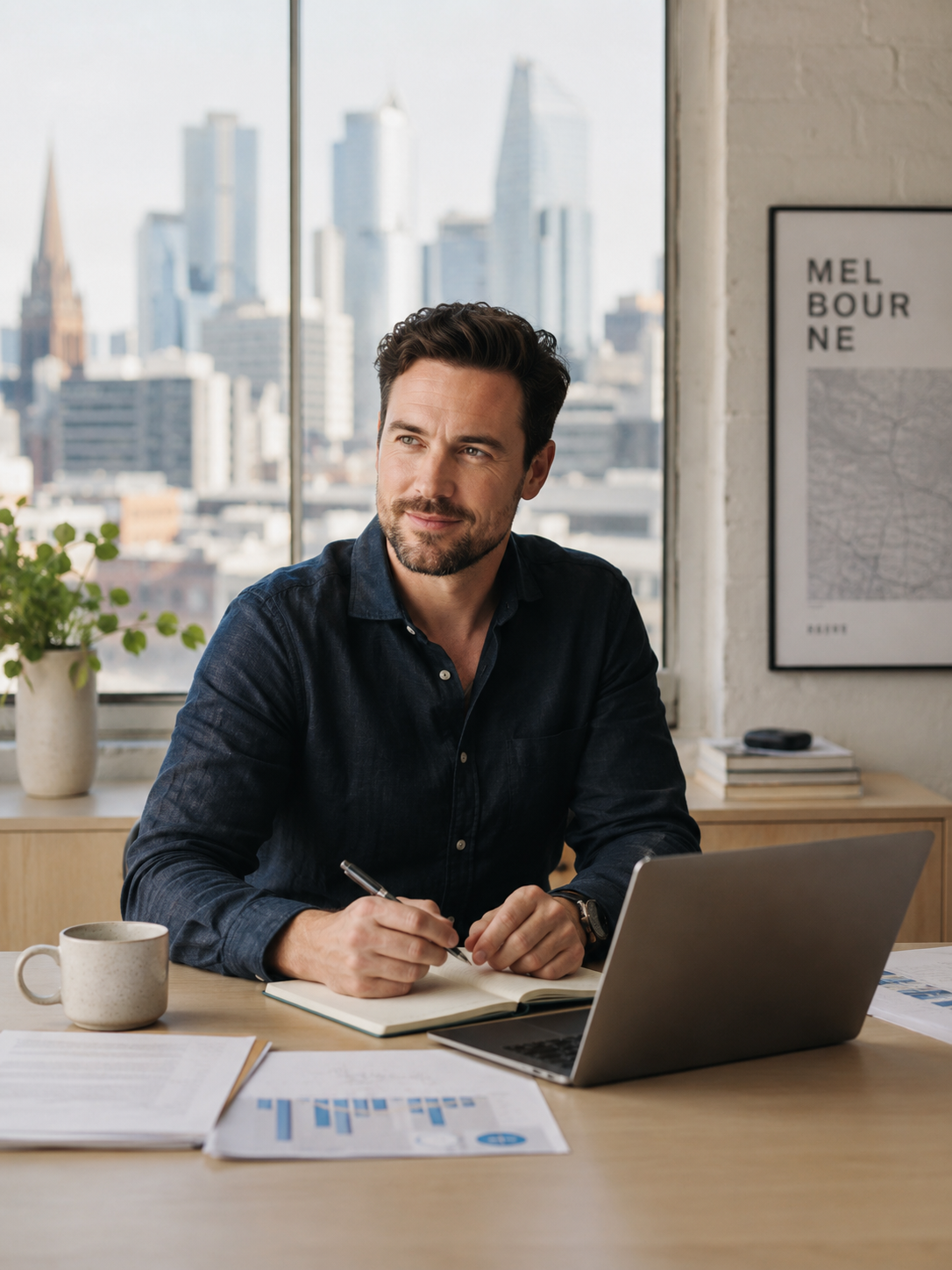 Jordan Mercer, Principal of Northbridge Accounting, at his Melbourne CBD office